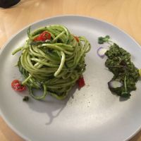 zucchini noodles with pesto at Mantra Raw in Milan