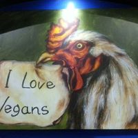 Lovely art work 💜🌻💛 at Vegan Galaxy in Huntington Beach