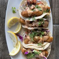 Ultimate Liberation (fish-free tacos)  at Vegan Galaxy in Huntington Beach