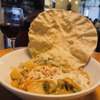 Curry de heura(aunque poca) y patatas  at VEGA - Luna in Madrid