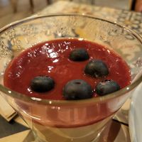 Yuzu panacotta with berries at VEGA - Luna in Madrid