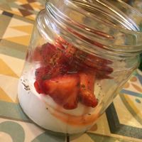 strawberries and cream at VEGA - Luna in Madrid