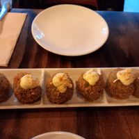 Ración ( abundante) de croquetas de espinacas. Muy buenas. at VEGA - Luna in Madrid