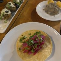 Starters: Tacos and croquetas with spinach and “Parmesan”   at VEGA - Luna in Madrid