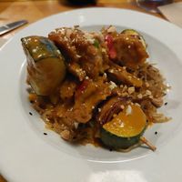 Main / Heura pb chickn skewers at VEGA - Luna in Madrid