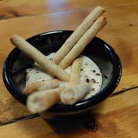 Free tapa / Pb cheese at VEGA - Luna in Madrid