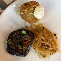 A spinach and parmesan croquette (above) and some Teriyaki egglplant (below). at VEGA - Luna in Madrid