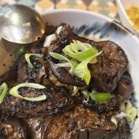 Berinjela com macarrão de arroz  at VEGA - Luna in Madrid
