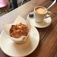 Dessert: plantain muffin  at VEGA - Luna in Madrid