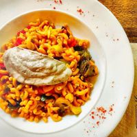 Pasta with roast zucchini & lime aioli (one of the three main options) at VEGA - Luna in Madrid