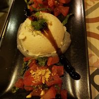 Burrata tapa delicious! at VEGA - Luna in Madrid
