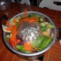 Eat raw, or use this cooking apparatus supplied at each table.  at Market Buffet in Pattaya