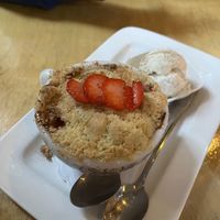 Rhubarb-Strawberry Crumble with Vanilla Ice Creamm  at Hagedis in The Hague