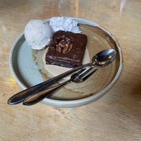 Brownie and ice cream  at Hagedis in The Hague