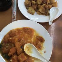 Vegan Curries pumpkin and masala potato  at Sun Flower Restaurant in Nyaungshwe