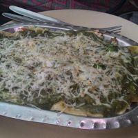 Spinach lasagna. at Pyramid Cafe and Guest House in Rishikesh