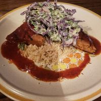 New BBQ seitan dish! Cauliflower rice and cabbage slaw at Sovereign in Plainfield