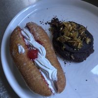 Cream donut and afghan  at Tart Bakery - Grey Lynn in Auckland