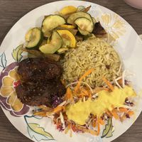 Plate of the day. Along with it comes a soup and a small dessert    at Govinda's - Parque Berrio in Medellin