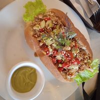 Hot dog at Govinda's - Parque Berrio in Medellin