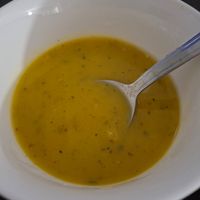 Sopa de auyama. Luego me enteré que era calabaza. at Govinda's - Parque Berrio in Medellin