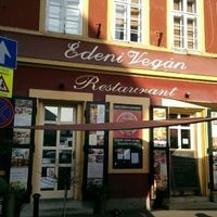 Outside at Edeni Vegan in Budapest