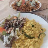 Scramble tofo at Edeni Vegan in Budapest