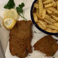 Seitan schnitzel with mixed vegan salad (was hungry already)  at Gasthaus Kappl in Biberbach