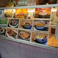 Stand with menu at Soul Organics in Koh Phangan