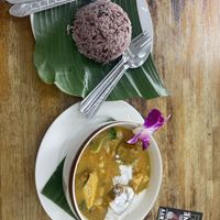 Massaman curry with brown rice (200 baht)  at Soul Organics in Koh Phangan