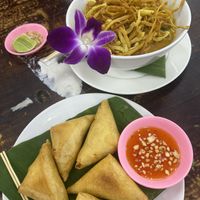 Samosas and Khao soi   at Soul Organics in Koh Phangan