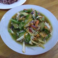 Fried aubergine 70 baht at Soul Organics in Koh Phangan