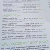 Vegan pizza section  at Basilico - Lavender Hill in South West London