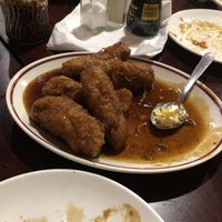 mandarin sauce fritters  at Teapot Vegetarian House in Redmond
