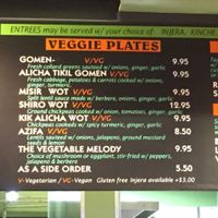 well-labeled menu; nearly half is vegan at Tadu Ethiopian Kitchen in San Francisco