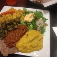 Veggie plate at Tadu Ethiopian Kitchen in San Francisco