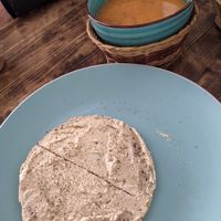 Arepa with cashew cheese at Nativa in Bogota