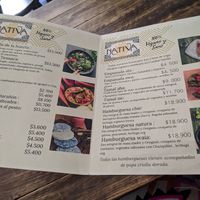 Menu at Nativa in Bogota