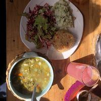 Vegetable soup and quinoa vegetable pilaf are particularly good.   at Nativa in Bogota