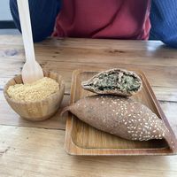 Mushroom, quinoa, spinach empanada   at Nativa in Bogota