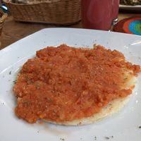 Arepa with tomate and onion at Nativa in Bogota