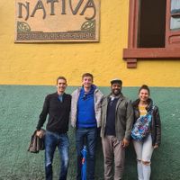Friends after our Bogota walking tour getting some delicious food!  at Nativa in Bogota