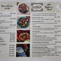 Main menu at Nativa in Bogota