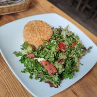 Salad and rice at Nativa in Bogota