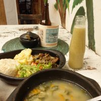 Menu of the day (9.000 pesos). Quinoa soup. at Nativa in Bogota