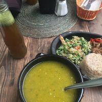 Entrée, main and drink  at Nativa in Bogota