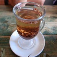 Cocoa nibs tea at Nativa in Bogota