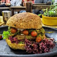 Hamburguesa Congo. El queso de soja increíble. at Nativa in Bogota