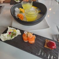 Starters (the faux salmon is good!) at Joie Restaurant in Central Singapore