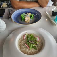 Mains, risotto (vegan) and ravioli (vegetarian) at Joie Restaurant in Central Singapore